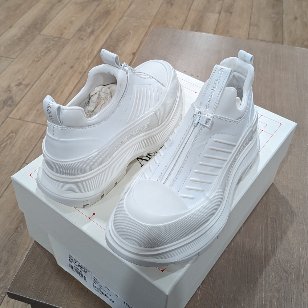 Alexander McQueen White Men's Zip-Front Sneakers